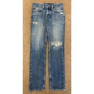 Hollister Jeans Mens 28x30 Slim Straight Mid Rise Button Fly Distressed Denim